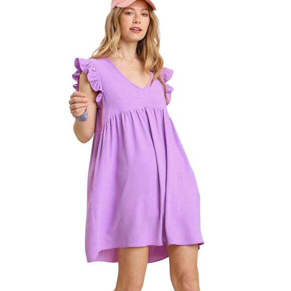 Umgee Orchid V-Neck Ruffle Shift Dress Size S NWT - Picture 1 of 5